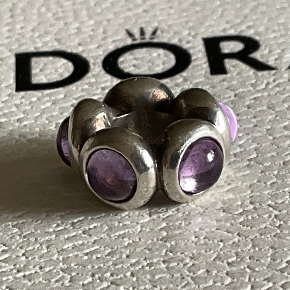 Pandora Silver and Cabochon Purple stones Spacer Charm